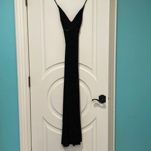 Maxi velvet dress with mini gold studs